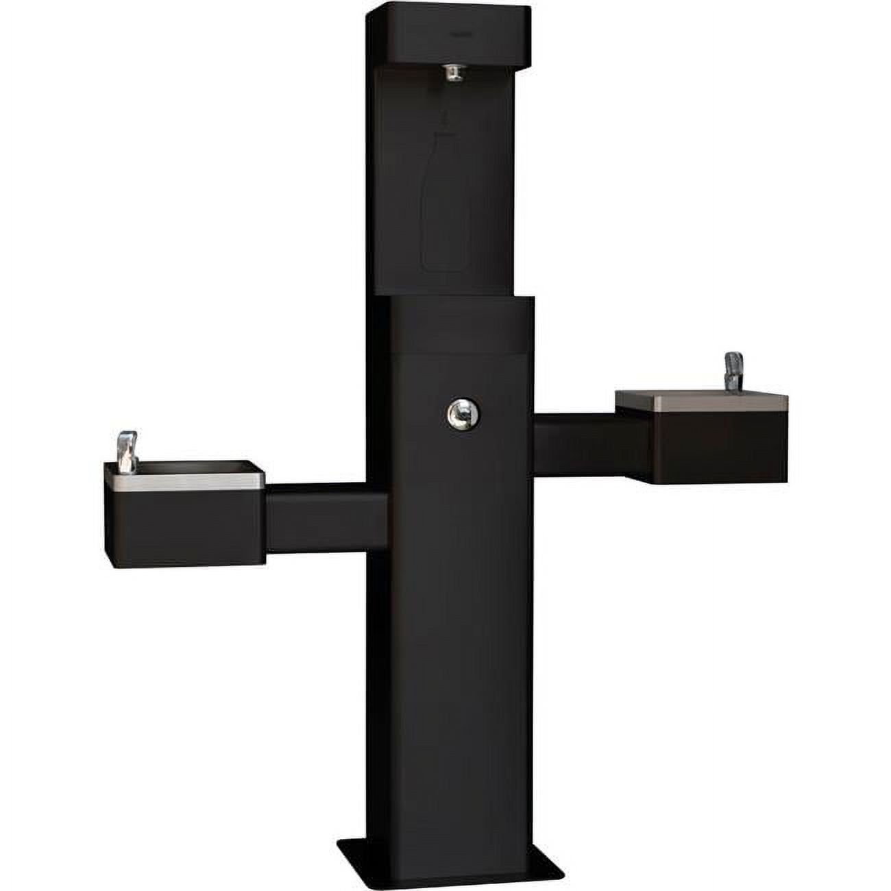 Outdoor Bottle Filling Station & Bi-Level Drinking Fountain, Black Powder Coat