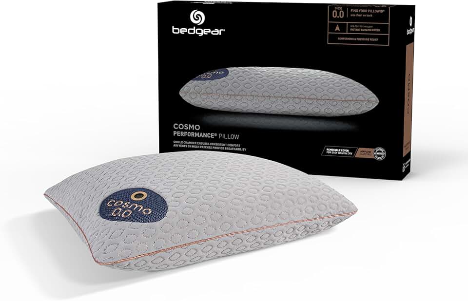 Bedgear Cosmo Performance Pillow - Size 0.0 - Cooling Bed Pillows for All Sleep Positions - Soft Pillow - Washable Cover - Back, Stomach, Side Sleeper Pillow - 20