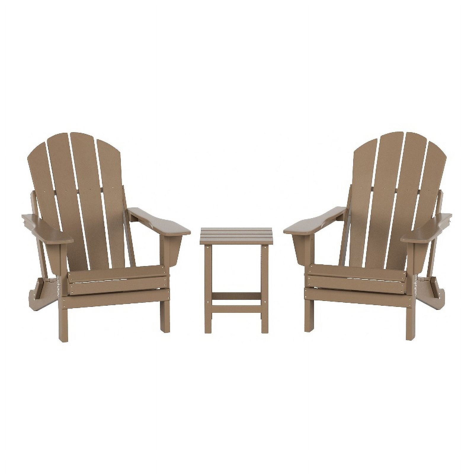 Paradise 3-Piece Set Classic Folding Adirondack Chair with Outdoor Side Table