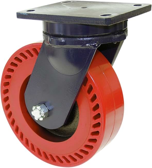 95 Series Plate Caster, Swivel, Kingpinless, Steel Wheel, Tapered Roller Bearing, 11000 lbs Capacity, 8