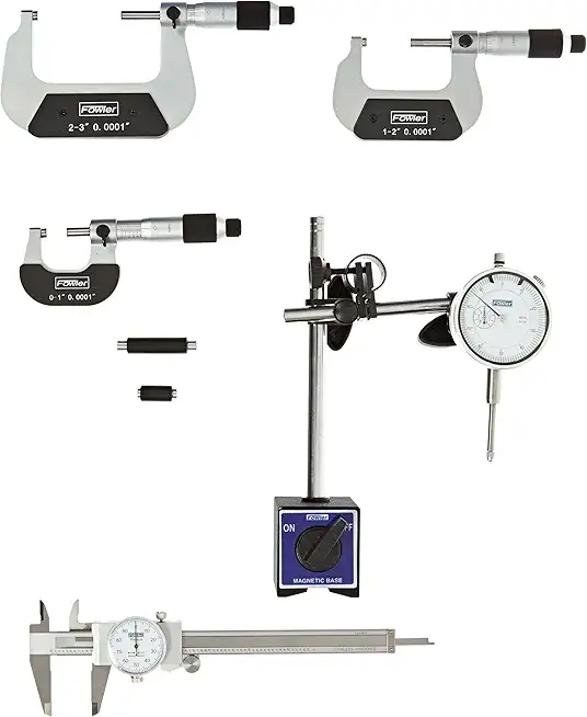Fowler 52-229-780-0 Combo Tool Set with Magnetic Base, Indicator, Dial Caliper, and Micrometer