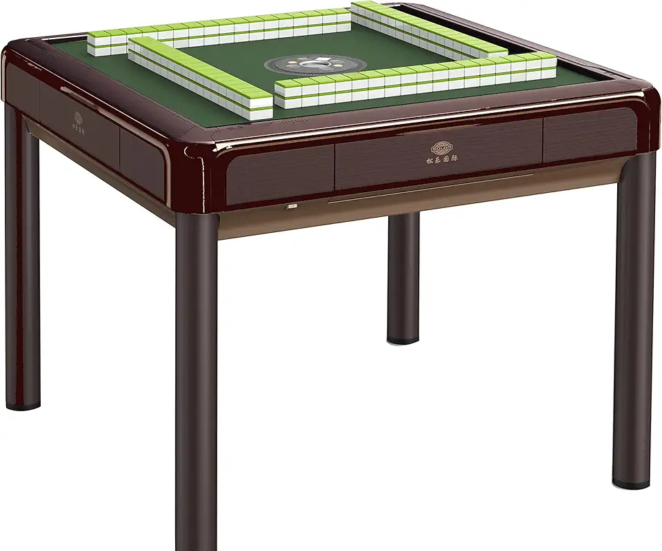 4-Legs Automatic Mahjong Table with Wheels and 4 Drawers Chinese Style Filipino Style Comes 2 Sets of 44mm Large Tiles and 1 Table Dust Cloth