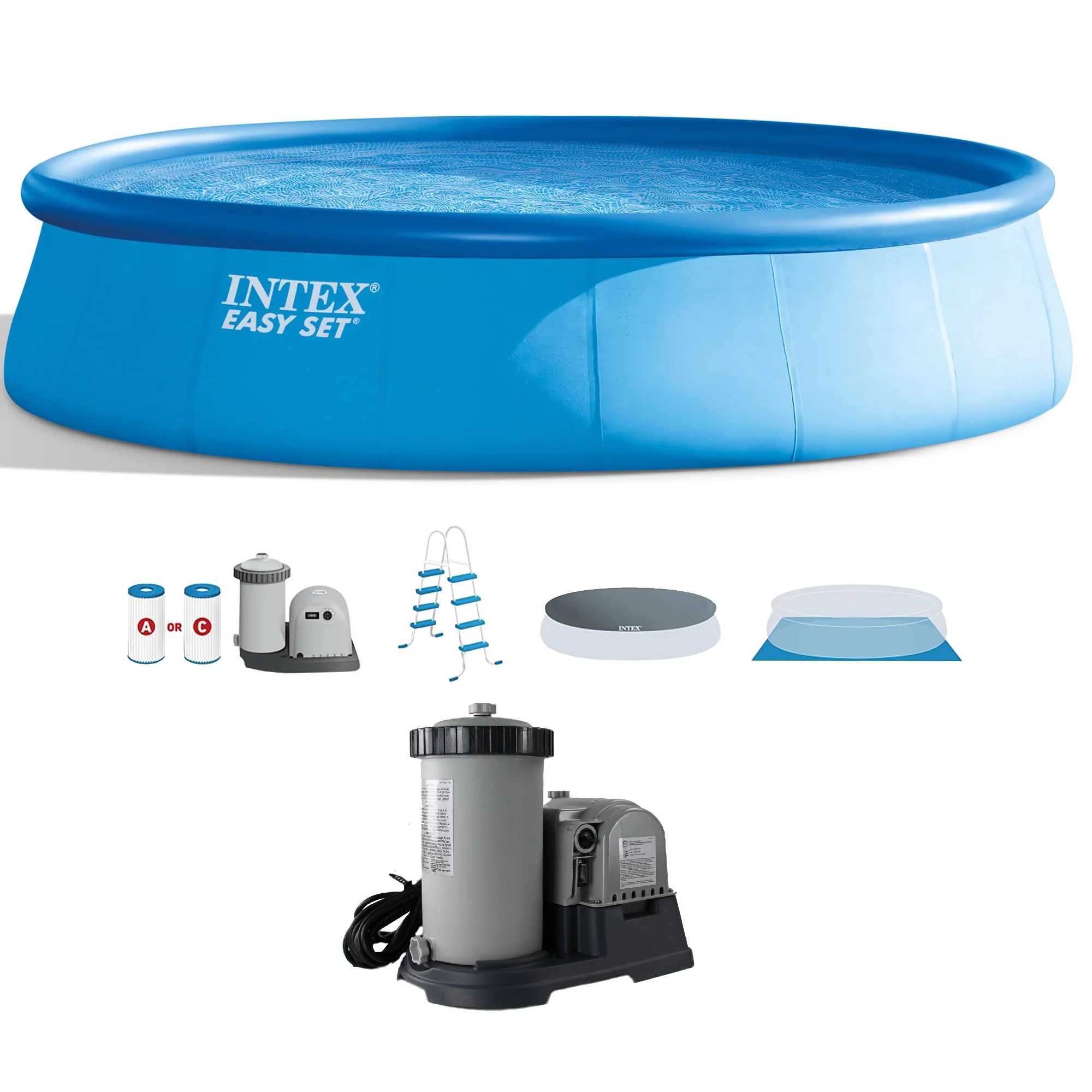 Intex 18 x 48 Above Ground Swimming Pool and 2500 GPH Cartridge Filter Pump