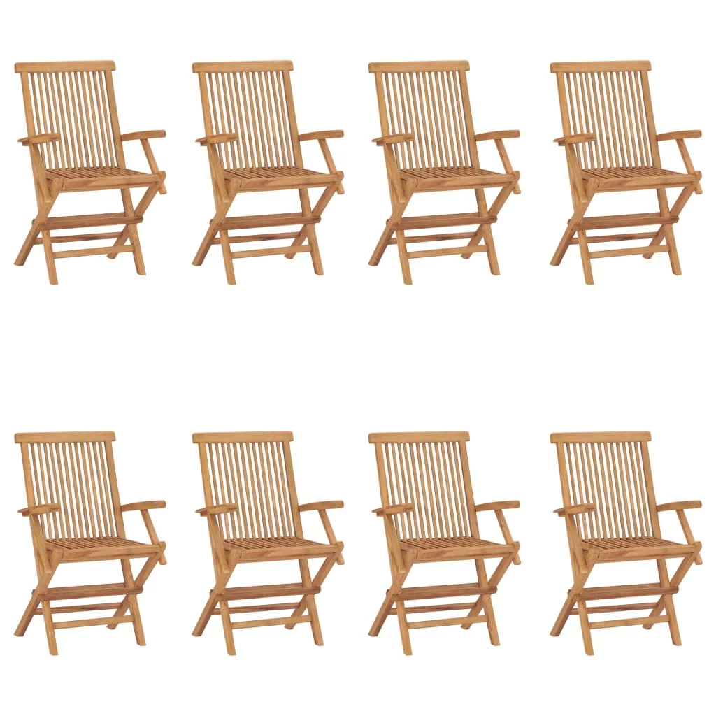 Outdoor Teak Wood Folding Patio Chairs Set of 8 - Weather Resistant, Solid Construction, Easy Storage - Ideal for Garden Parties and Family Gatherings