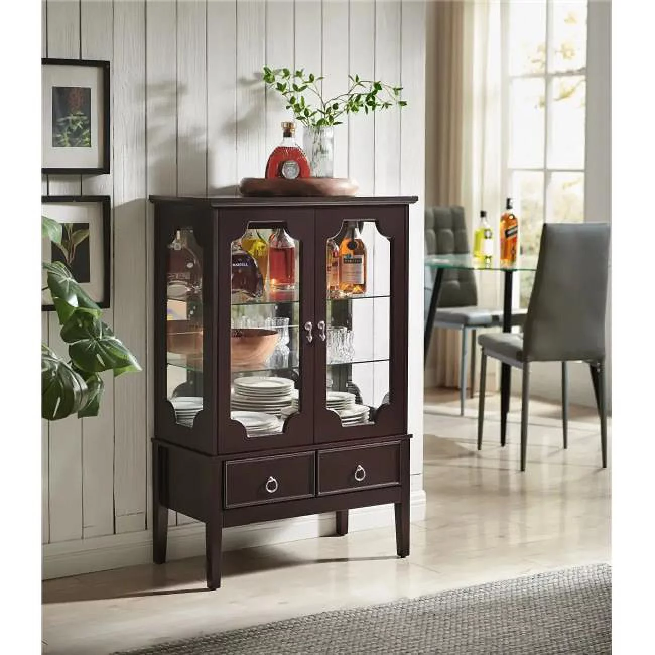 InRoom Furniture CU1446 Curio Cabinet, Cherry