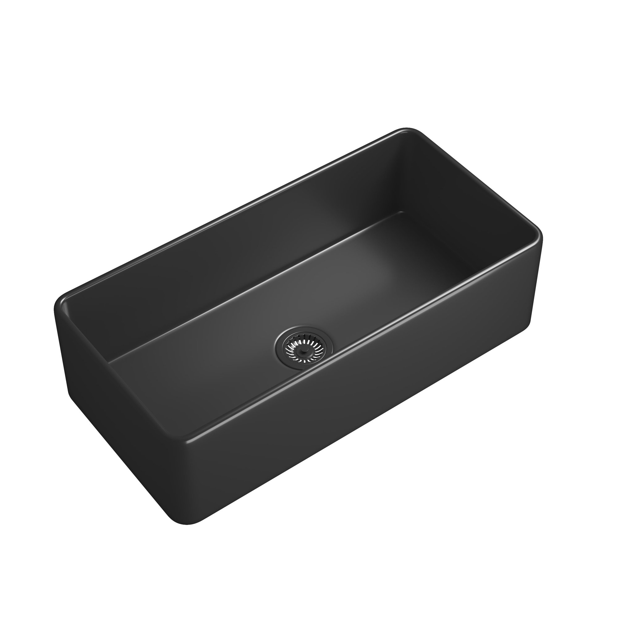 Inch White Farmhouse Kitchen Sink, Deep Apron Front Single Bowl Fireclay Porcelain Ceramic Sink - Heat Resistant-Black