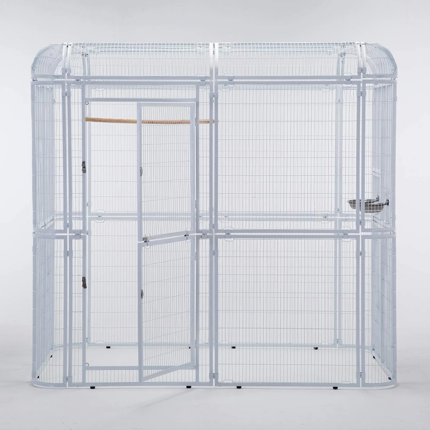 Outdoor Extra Large Bird Aviary Silver White Large Bird Cage, Featuring Play Stand, Perches, Nest Habitat