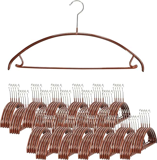 Mawa by Reston Lloyd Non Slip Metal Clothing Hanger, Smooth Shoulder Support with Skirk Hooks/Pant Bar, Model 42-U