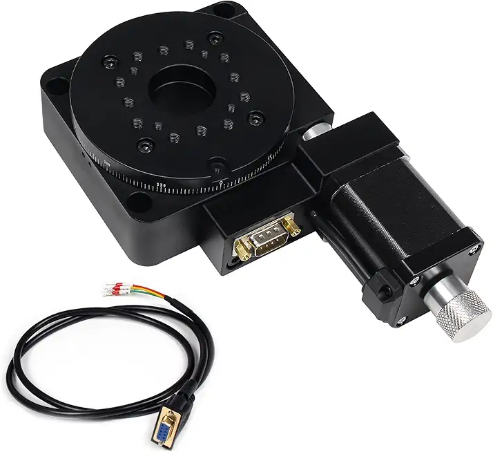 Electric Rotating Machine,Φ100mm Bearing Scale Optical Rotating Platform Motorized Rotation Stage,360° Precision Worm Gear Rotary Table Reduction Ratio 1/180 Load 99lb 45kg RA100