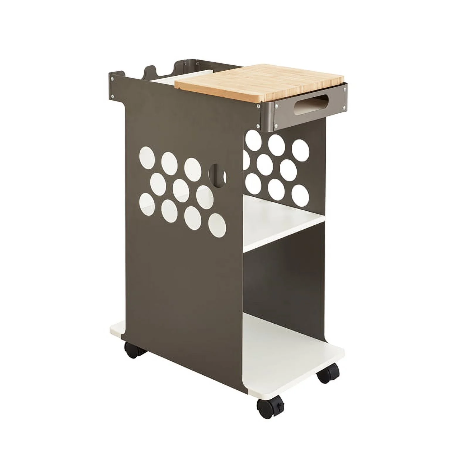 Pemberly Row Mini Rolling Storage Mobile Cart with Steel Panels in Sliver