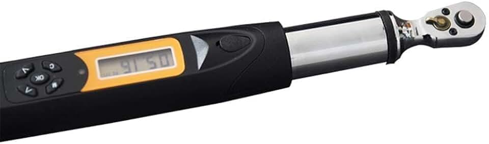 AWG4-340 Digital Drive Torque Wrench 1/2 with Bidirectional Ratchet Head Buzzer 17~340N.m 100 Records Data Storage 655mm Length , Orange