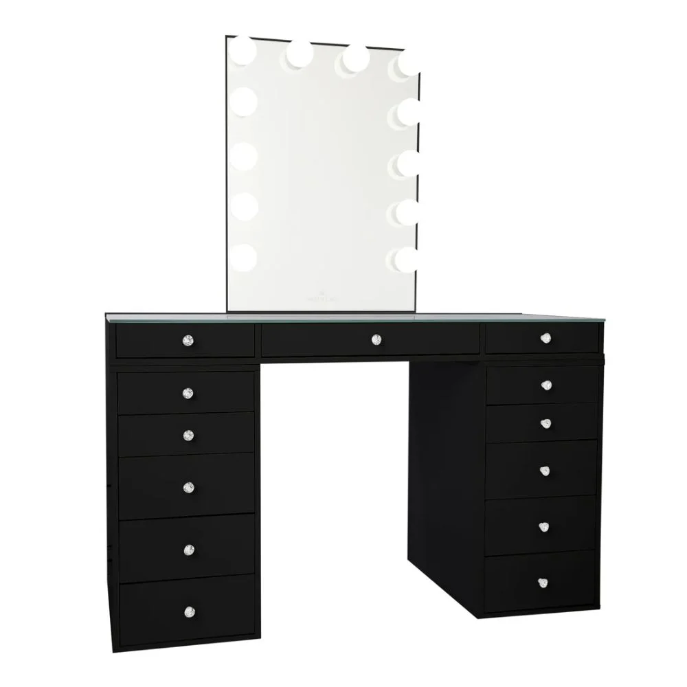 Impressions Vanity Desk, Slaystation Plus 2.0 Makeup Table with Vanity Mirror, Bundle Item (Pro-Black)