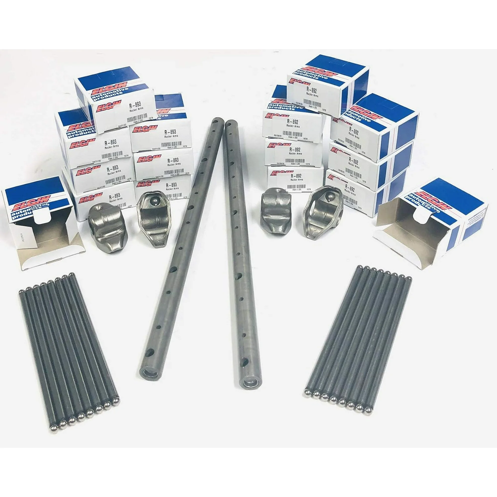 16 Rocker Arms, Push rods & (2) Rocker Arm Shafts compatible with 1968-88 Chrysler 318 360 340 273 Dodge Plymouth Small Blocks engines with Hydraulic Lifters