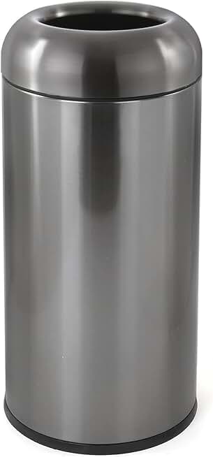 Dyna-Living Stainless Steel Trash Can Outdoor Large Garbage Can with Lid Open Top Trash Bin Commercial Big Kitchen Garbage Bin Industrial Metal Trash Enclosure (Black)