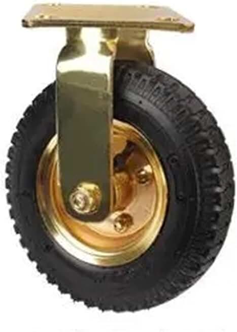8 Inch Gold Caster Inflatable Rubber Wheel Universal Heavy Hotel Trolly Wheels Office Chair Wheels 1Pcs(Color:8-inch-C-Fixed)