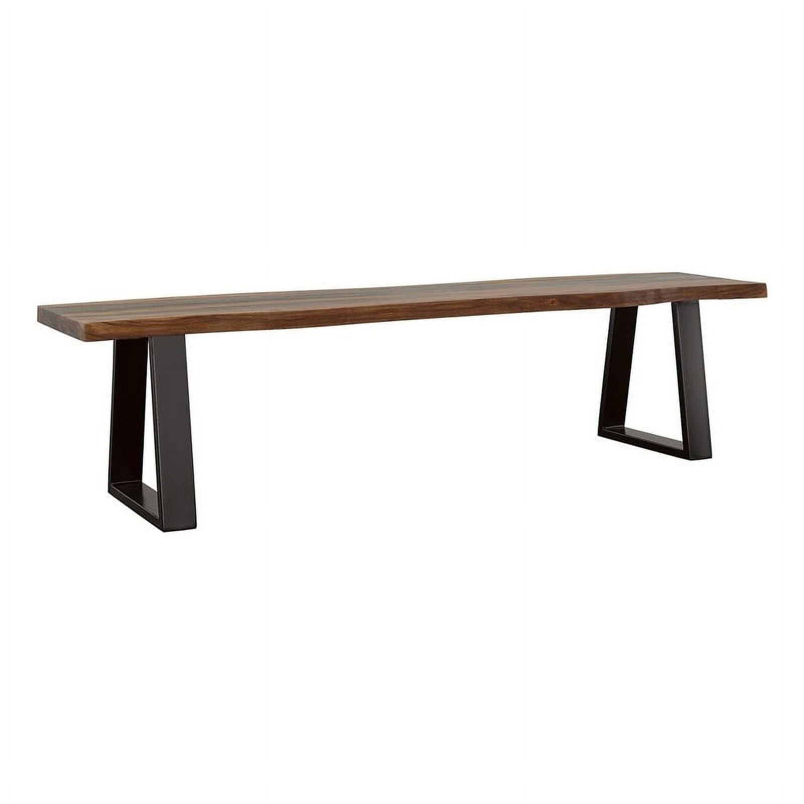 Pemberly Row Farmhouse Wood Live Edge Dining Bench Gray Sheessam and Black