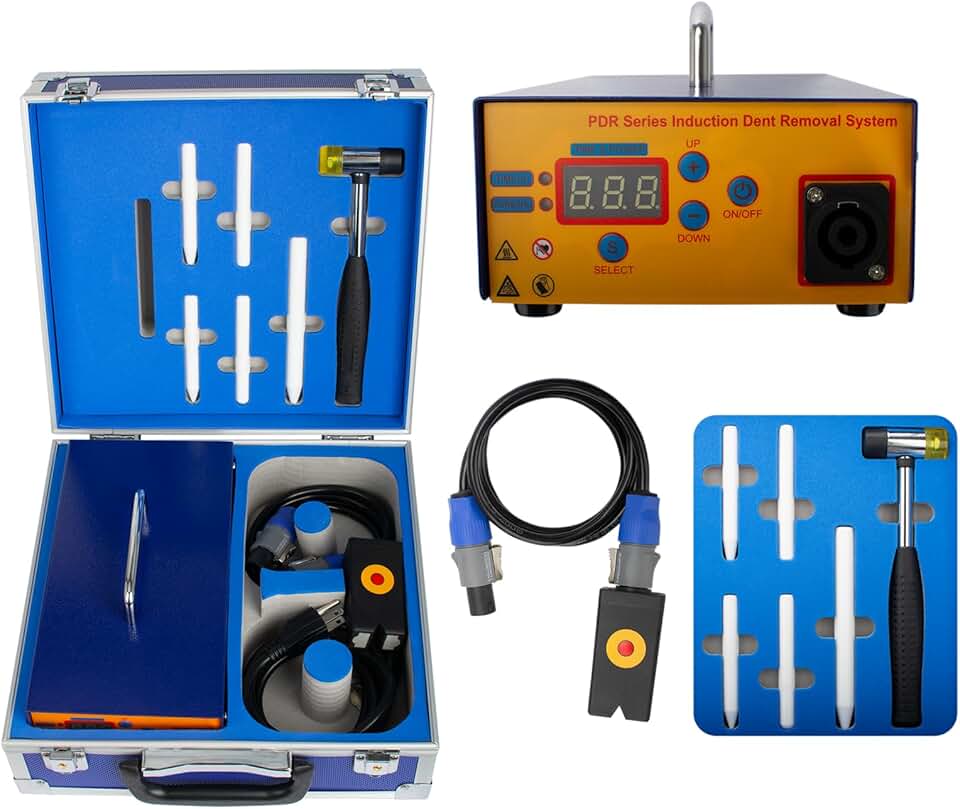 Paintless Induction Heater Machine for Car Minor Soft Dent Removing, 110V 1380W Auto Dent Removal Puller Kit w/Digital Screen, PDR Paintless Dent Repair Set