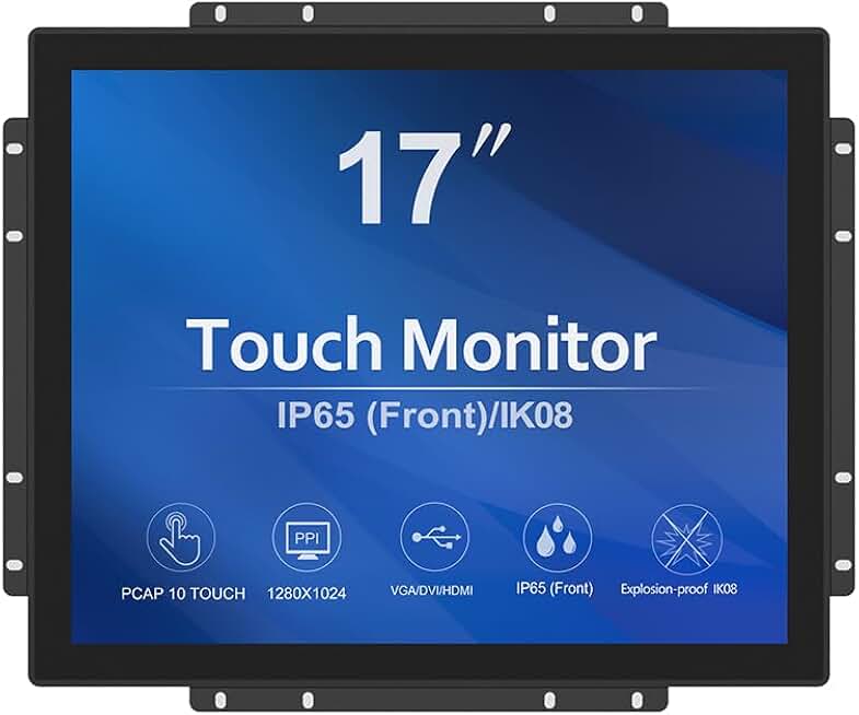 17 Inch 10 Points Open Frame Industrial Touch Monitor - PACP -1280X1024-LED Display Metal Housing with HDMI,DVI,VGA Port Built-in