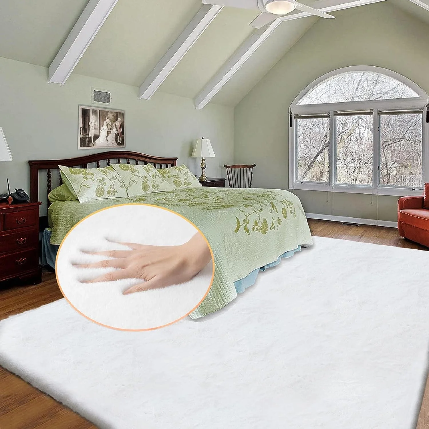 ORINOVA White Rug 8x10 Washable Rug For Living Room Faux Fur Area Rug For Bedroom Fluffy Rugs Teen Room Home Decor Rectangle Boho Rug