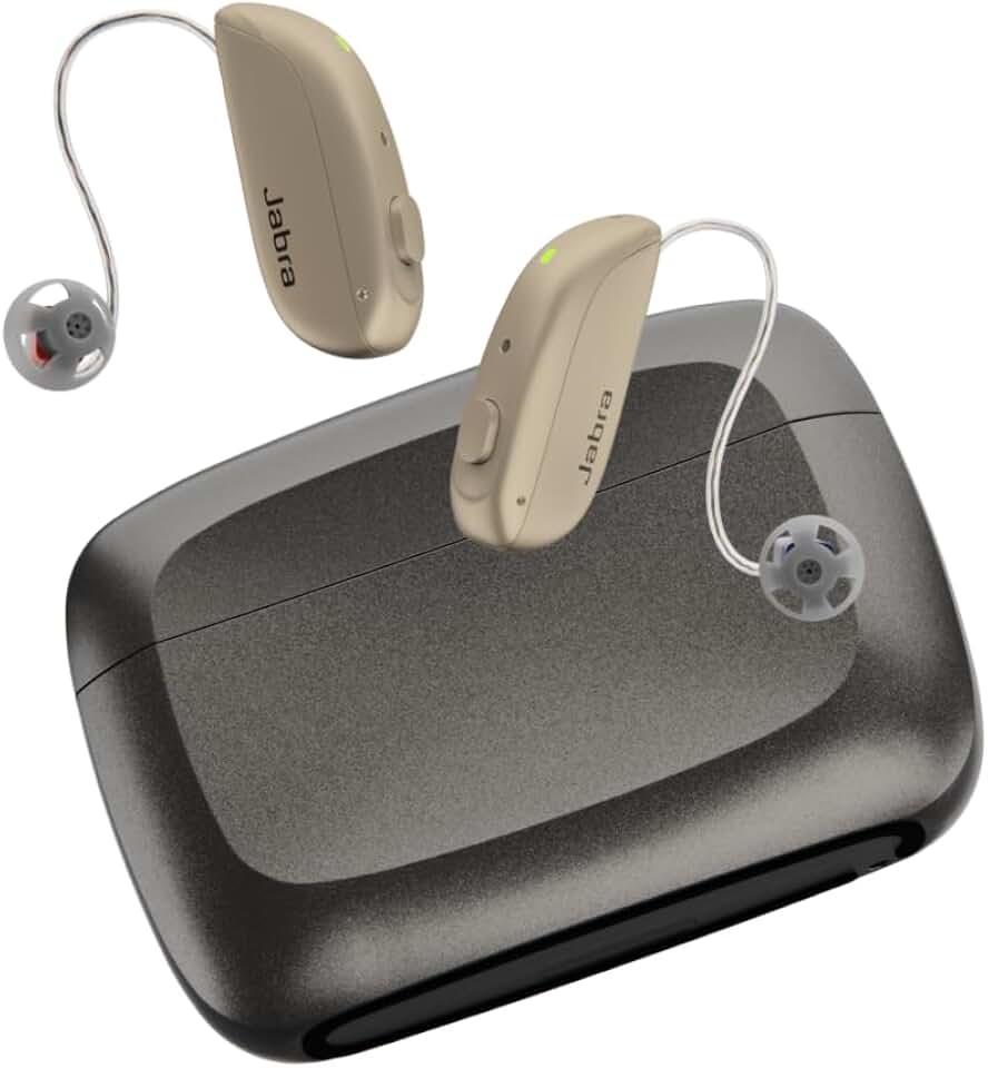 Jabra Enhance Select 500 OTC Hearing Aids, Audiology Team Care Included, Bluetooth LE Audio & Bluetooth Streaming for Calls, Music, Media (iOS/Android), Nearly Invisible & Comfortable - Gold