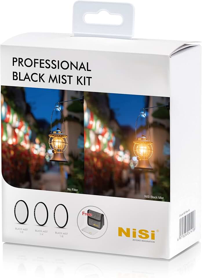 NiSi 82mm Circular Black Mist Professional Kit | 1/2, 1/4, 1/8 Strength Filters, Cleaning Cloth, Carrying Case | Diffusion Lens Filter for Soft Cinematic Effects | Photography and Videography