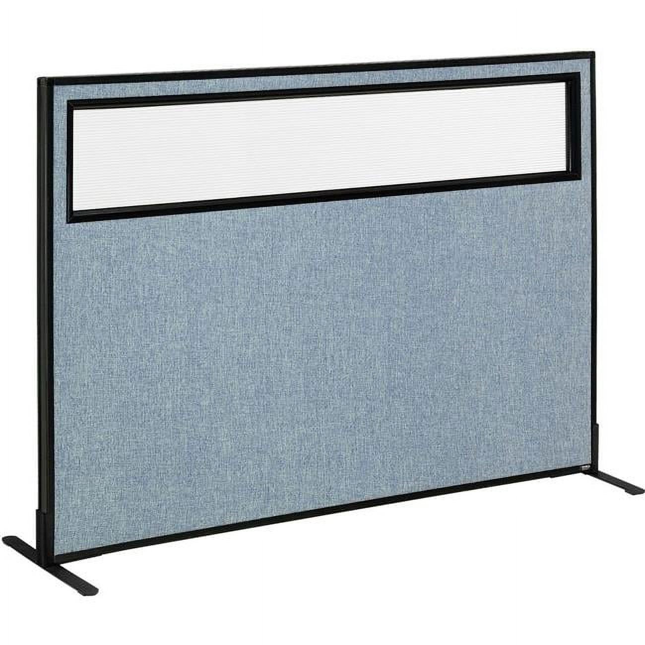 Interion Freestanding Office Partition Panel with Partial Window, Blue - 60.25 x 42 in.