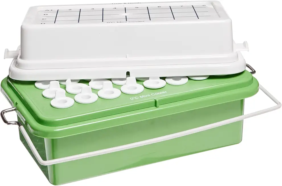 Heathrow Scientific True North HEA120072 Polycarbonate Mini Cooler with Gel Filled Lid, Holds 0.5-2 mL x 32 Tubes, 0°C Maximum Temperature