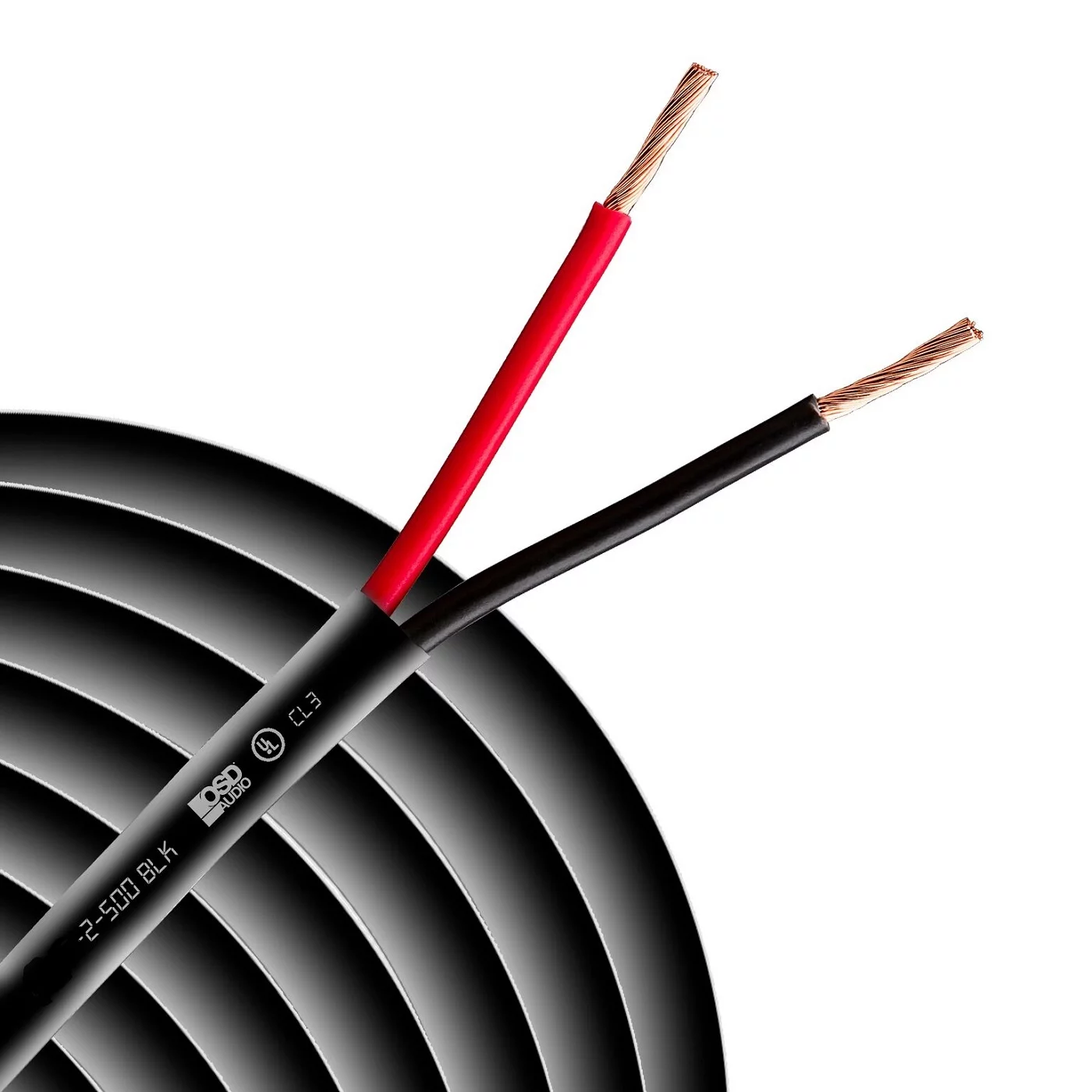 OSD 12/2 Speaker Wire Outdoor Rated CL2/CL3 In Wall Direct Burial Oxygen Free, Black 500ft