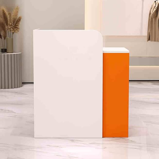 HARELA Reception Desk Counter Table, Reception Table with Private Panels & Lockable Drawers, Standing Front Desk, for Reception Room, Lobby, Retail, Store, Shop, Beauty Salon(White 3)