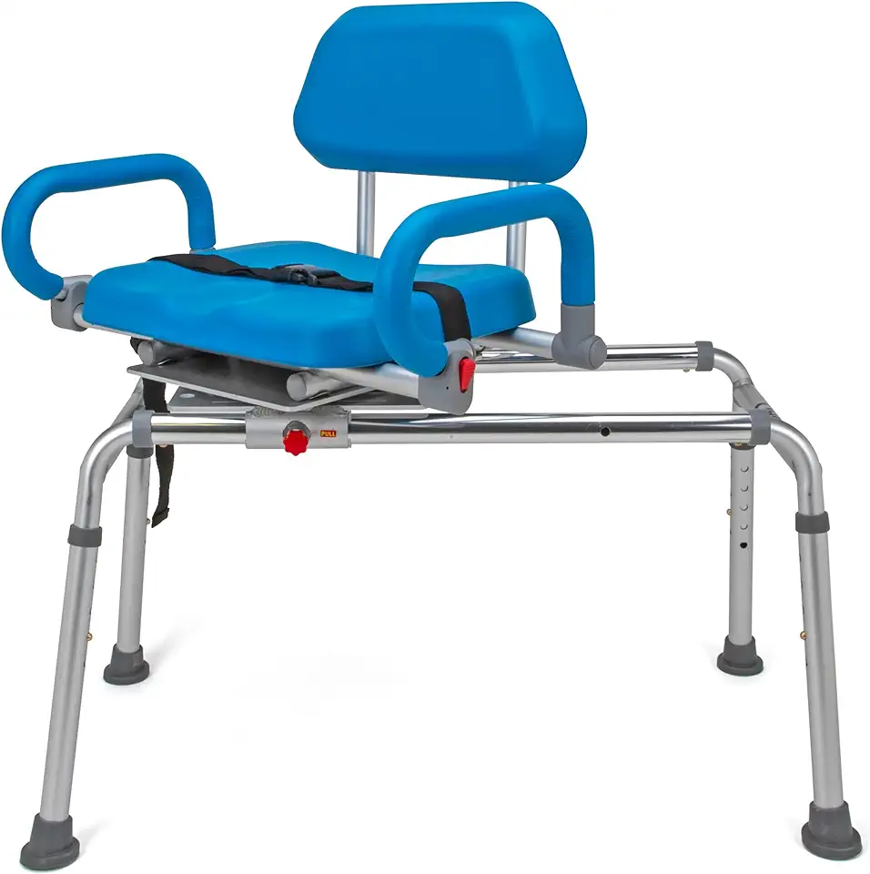 Premium Sliding Shower Swivel Seat Chair (2024 Update), Tub Transfer Bench, 330 Lb Capacity, with Updated Pull Knob and Pivoting Arms, Inside Shower and Tubs, for Handicap & Seniors