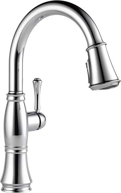 Delta Faucet Cassidy Pull Down Kitchen Faucet Chrome, Chrome Kitchen Faucets with Pull Down Sprayer, Kitchen Sink Faucet, Faucet for Kitchen Sink with Magnetic Docking, Lumicoat Chrome 9197-PR-DST