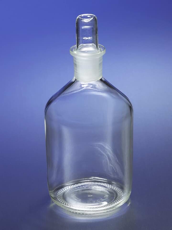 Corning Pyrex Borosilicate Glass Non-Sterile Narrow Mouth Reagent Storage Bottles with Standard Taper Stopper, 2000ml Capacity (Case of 6)