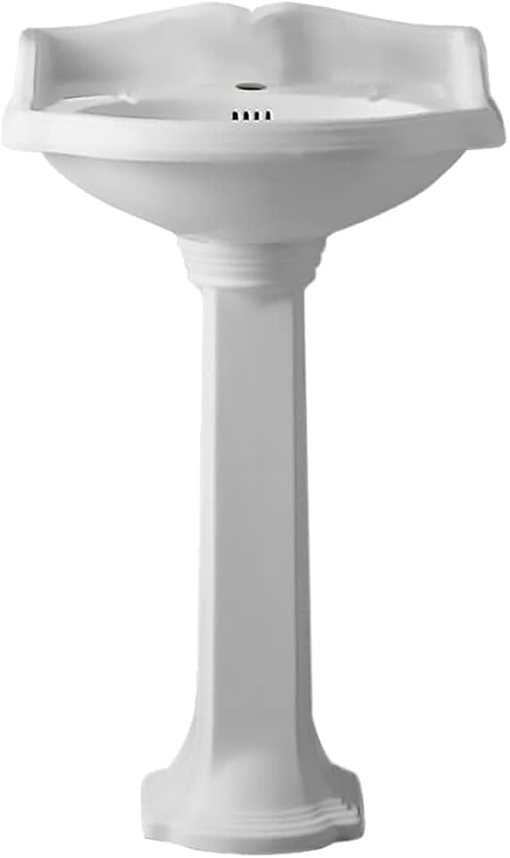 China Series Small Pedestal Sink with an Intergrated Oval Bowl and Single Faucet Hole