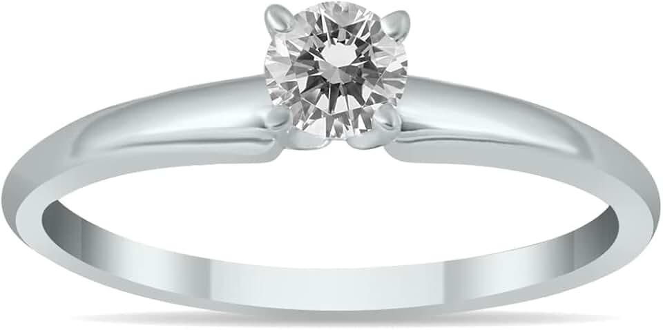 1/4 Carat Round Diamond Solitaire Ring in 14K White Gold
