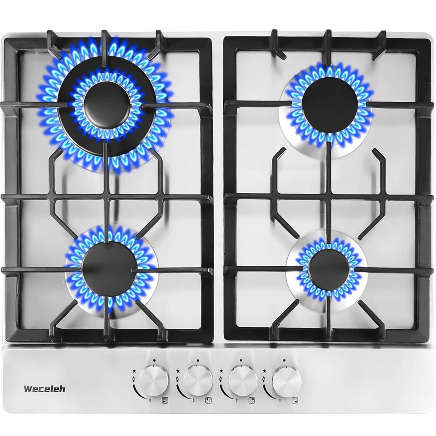 JDZDESIGN 24” 4 Burners Gas Propane Cooktop Stove Top Stainless Steel Built-In LPG/NG