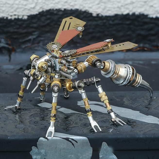 Mechanical Party Machinery Assembled Metal Model Hand Original Machine Insect Series Stereo 3D Simulation Process Dove-Mechanical bee_DIY Bulk Box