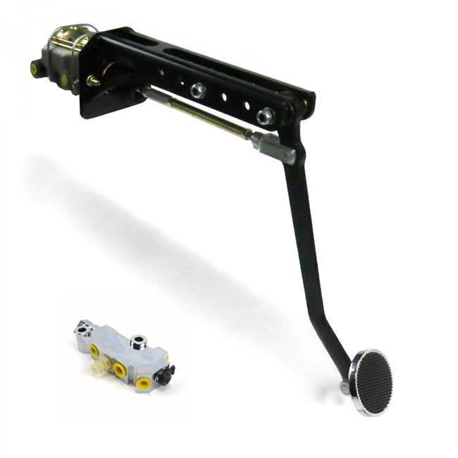 Helix Suspension Brakes & Steering  Universal Adjustable Firewall Manual Brake Pedal Kit Disc & Drum 3 in. Chrome Pad