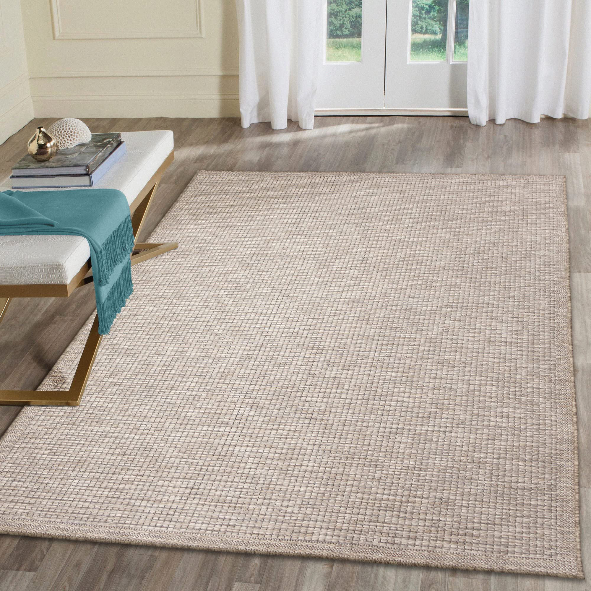 ORLY Indoor/Outdoor Power Loomed Polypropylene Low Profile Area Rug - Transitional Solid Casual Neutral (Texture Natural) (6'6