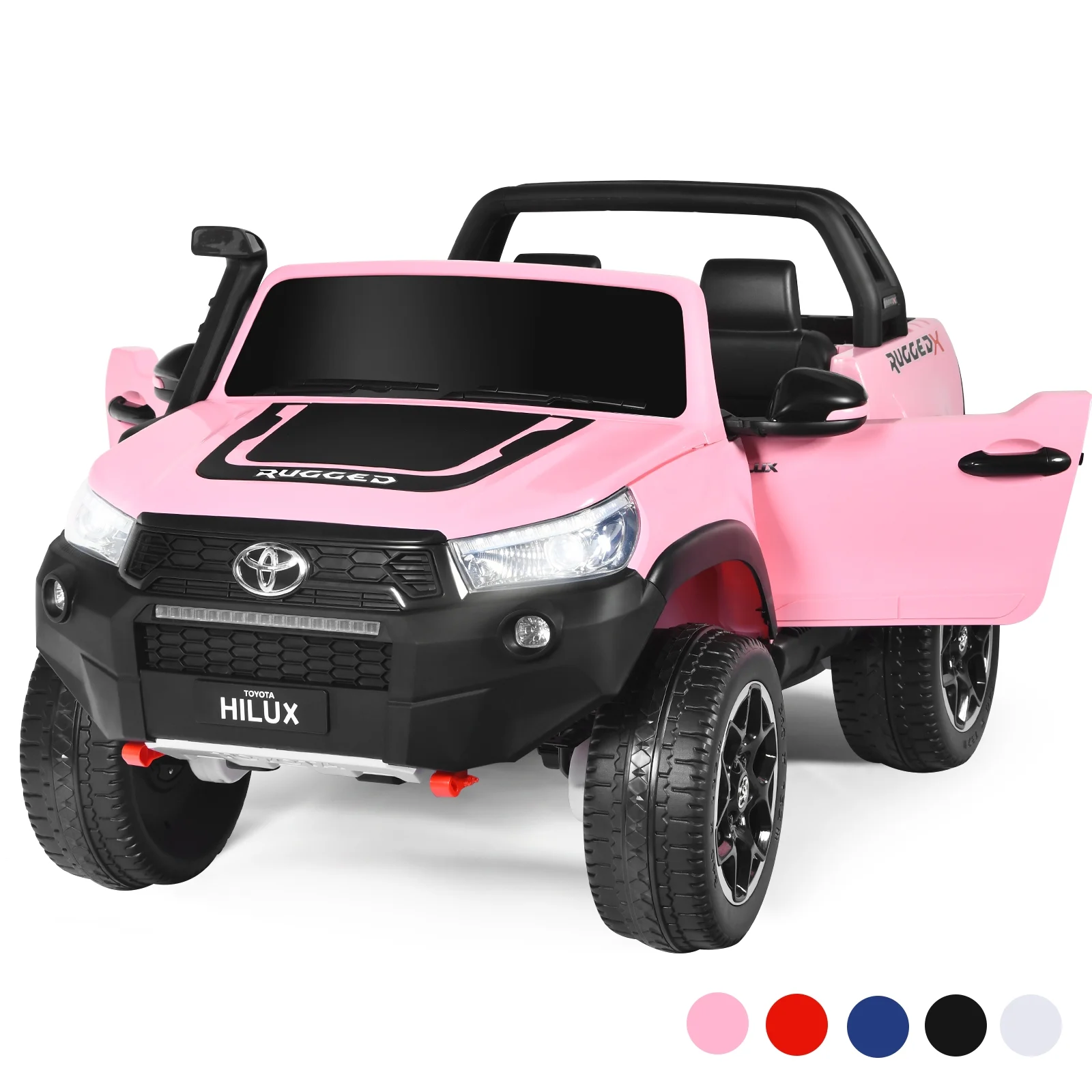 Infans 2*12V Licensed Toyota Hilux Ride On Truck Car 2-Seater 4WD Remote Control Pink