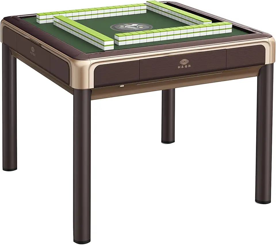 4-Legged Automatic Mahjong Table with 36mm Numbered Tiles (Green+Blue) Hard Tabletop Cover Chinese/Filipino/American Style All Fit No More Shuffling,More Rounds