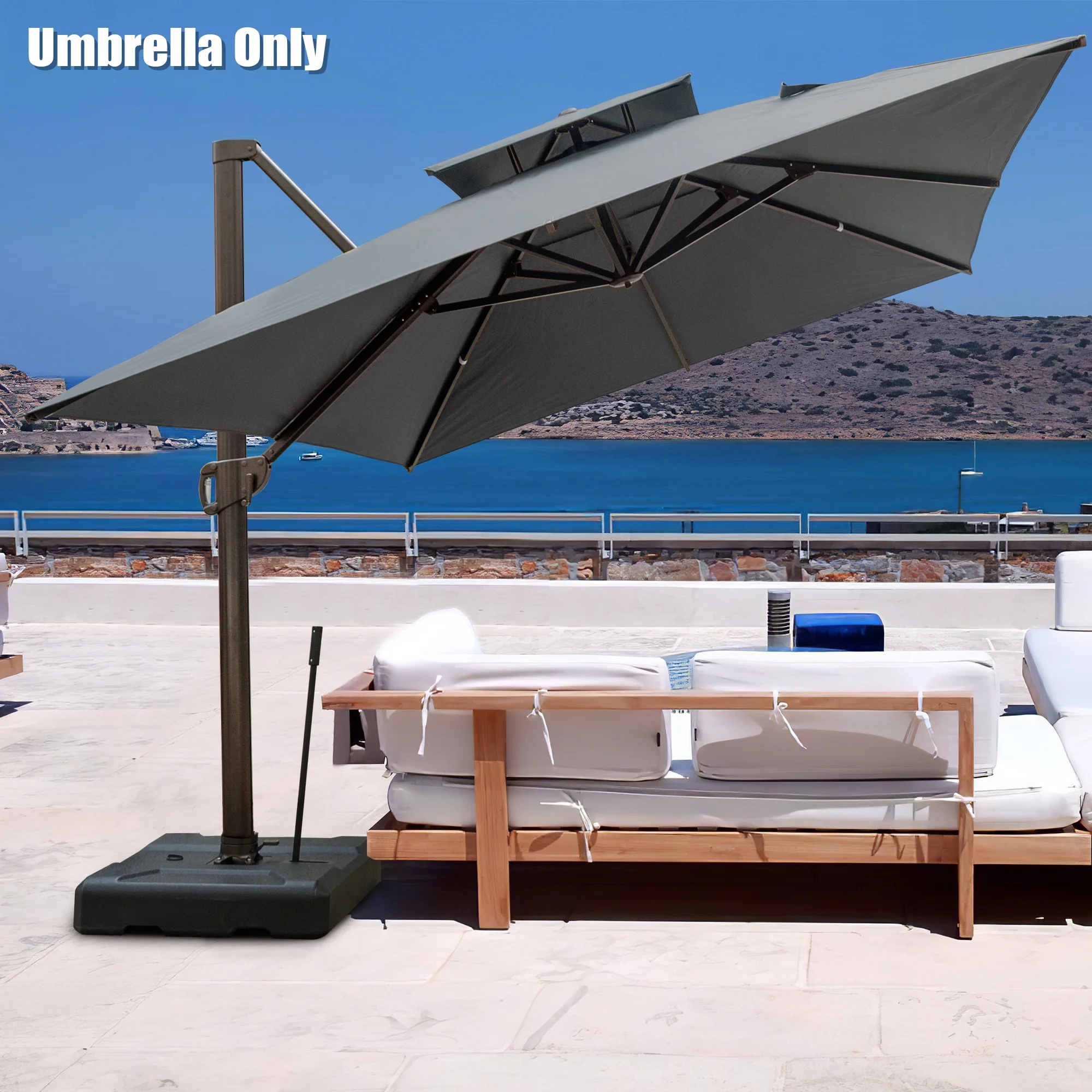 Pellebant 10 x 13 Feet Outdoor Offset Cantilever Hanging Patio Umbrella