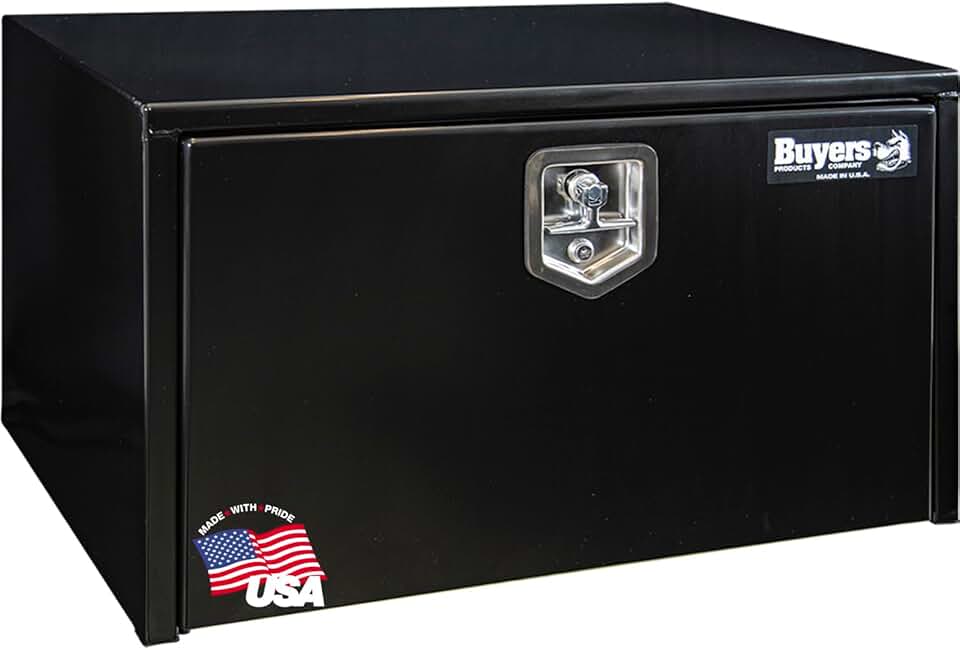 Buyers Products 1702303 Black Steel Underbody Truck Box With Lockable T-Handle Latch, 18 x 18 x 30 Inch, Made In The USA, Tool Box for Bed of Truck, Tool Chest For Storage & Organization