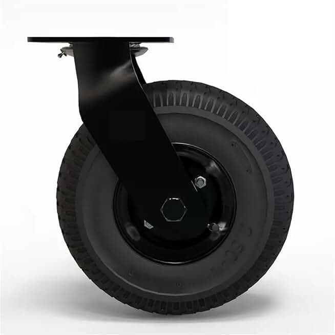 1Pcs Electrophoresis Full Black 8-inch Inflatable Rubber Caster Universal Wheel Air Hotel Lobby Luggage Cart Service Car