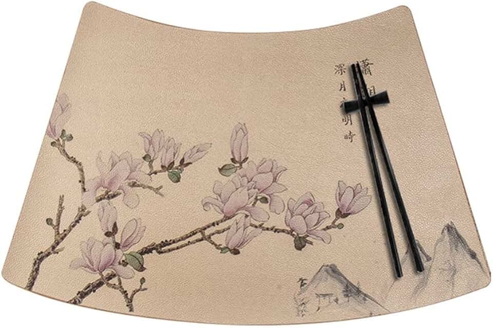 10 Pcs Placemat Restaurant Table Mat Chinese-Style Tableware Pad Heat Insulation Soft Resistant Scalloped Washable(C)