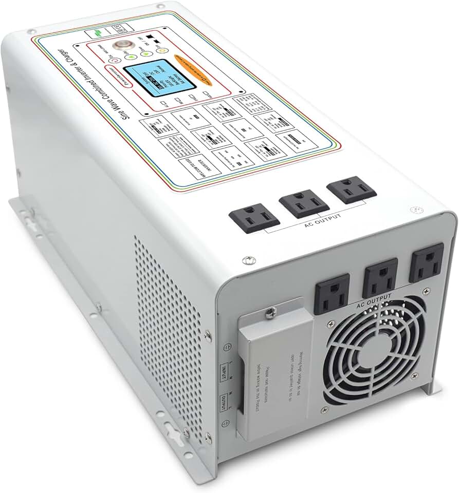 3000 Watt and 9000 Watt Surge Pure Sine Wave Power Inverter Charger DC 12V AC 110V with 6 AC Sockets, Remote Controller, LCD Display Solar Wind Power Inverters Low Frequency 80A Battery Charger
