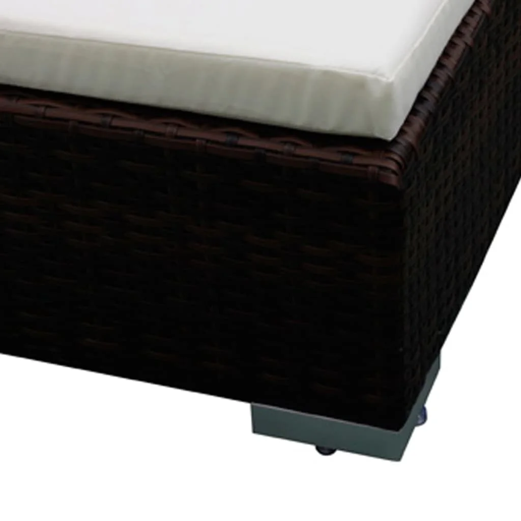 Patio Lounge Set 12 Piece Brown Poly Rattan with Cushions