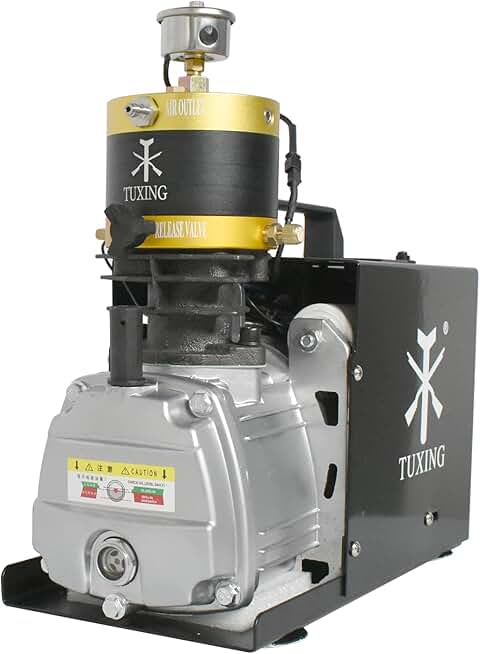 TUXING Pcp Air Compressor,4500Psi/30Mpa/300Bar Scuba Compressor,Adjustable Pressure Electric Compressor with Water/Fan Dual Cooling System for Pcp Air Rifle,Scuba Tank Charging (TXES012)