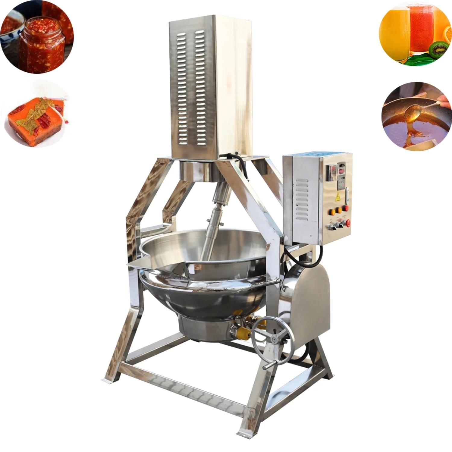 INTBUYING 100L/26.4GAL Planetary Stirring Steam Jacketed Kettle Electric Cooking Machine 220V