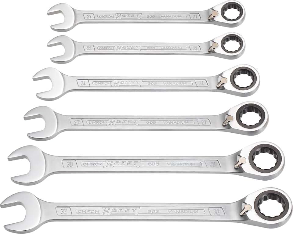 Hazet 606/6-1 Ratcheting combination wrench set 6 pc metric 21-32mm