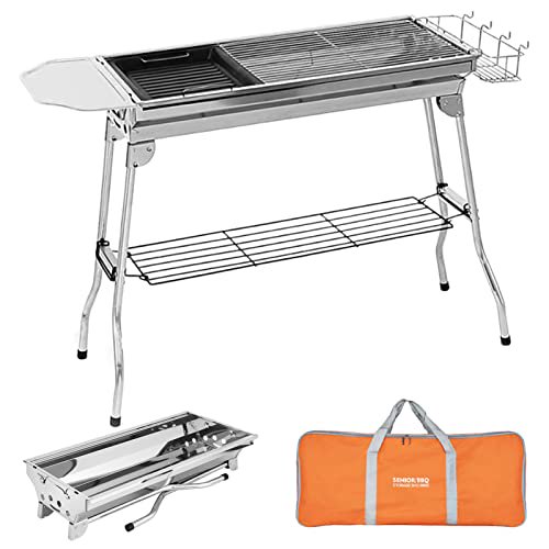 Outdoor Camping Grill Set Stainless Steel Portable Foldable Charcoal Grill